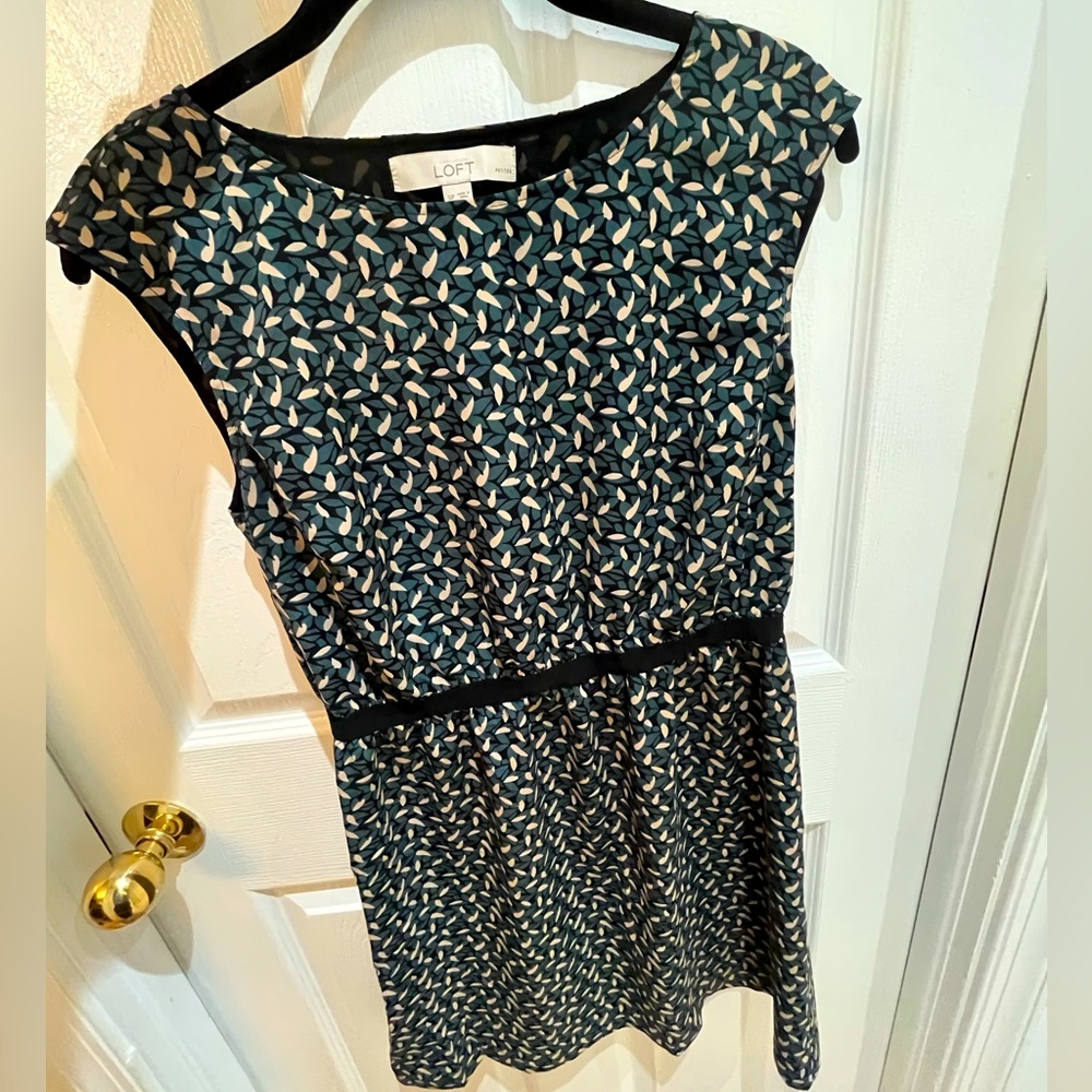 LOFT Teal and Black Petite Dress